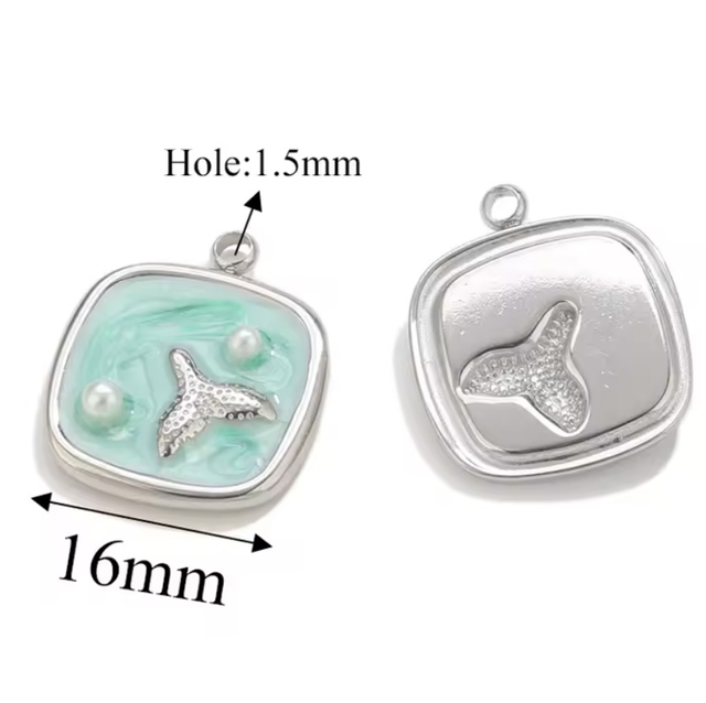 Charm quadrato sirena con verde acqua 