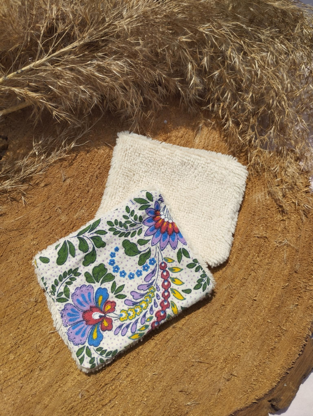 Coton lavable (à l&#039;unité) - Fleur vintage et bambou bio