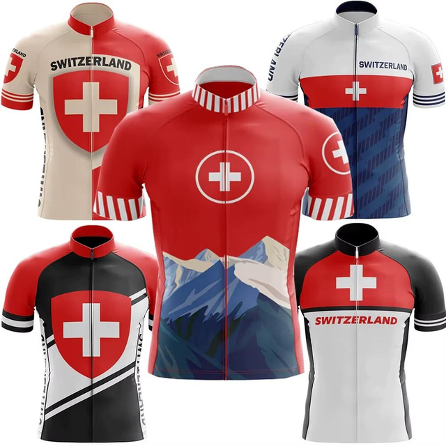 Switzerland Cycling Jersey | Swiss Bike Team Shirt | Summer Short Sleeve PRO FIT