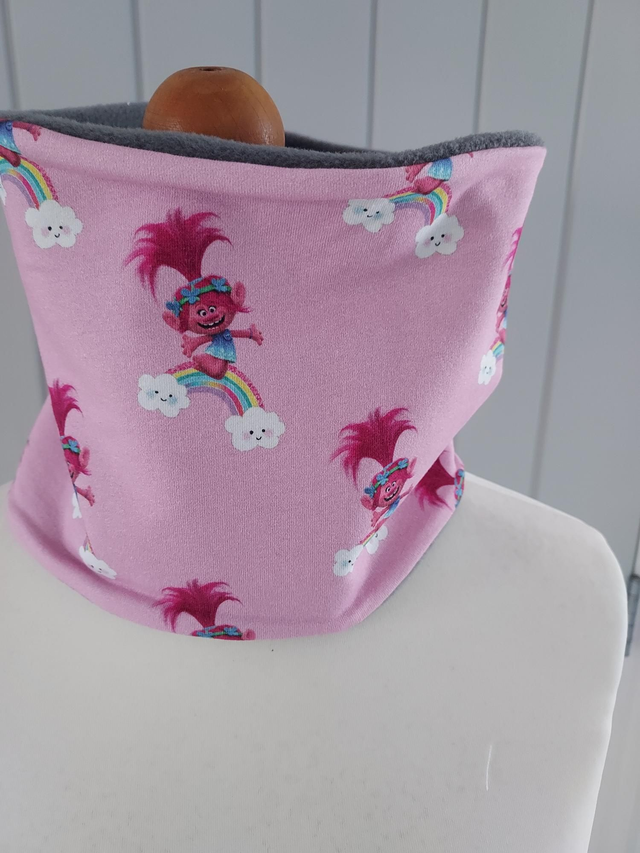 Troll Neck Warmer, Snood with Grey Fleece,
