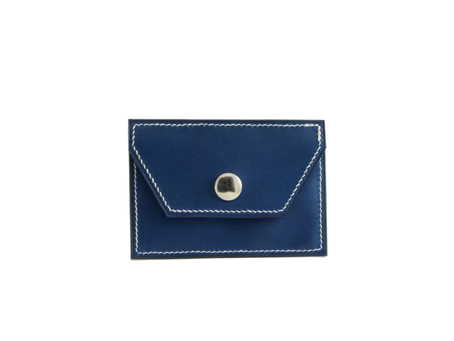 Porte-Cartes / Porte-Monnaie FUTO Bleu Marine Fil Blanc