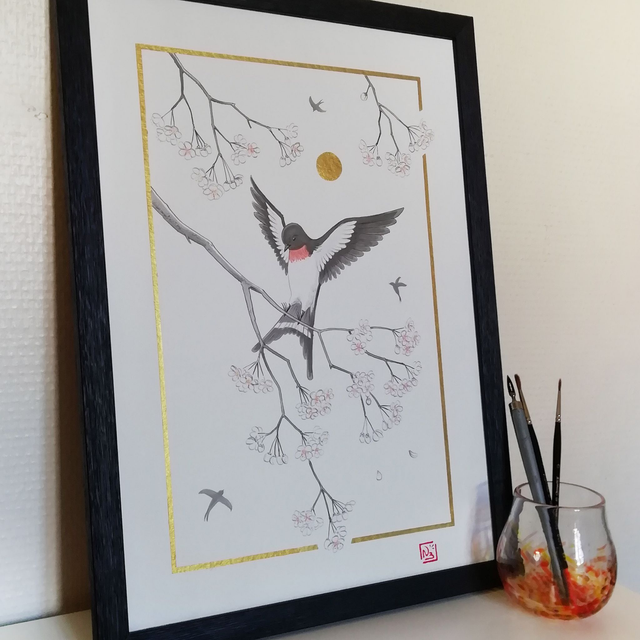 Original A3 - Hirondelles du printemps