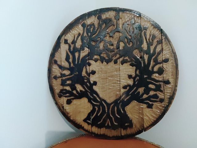 Tree of Life carved barrel end