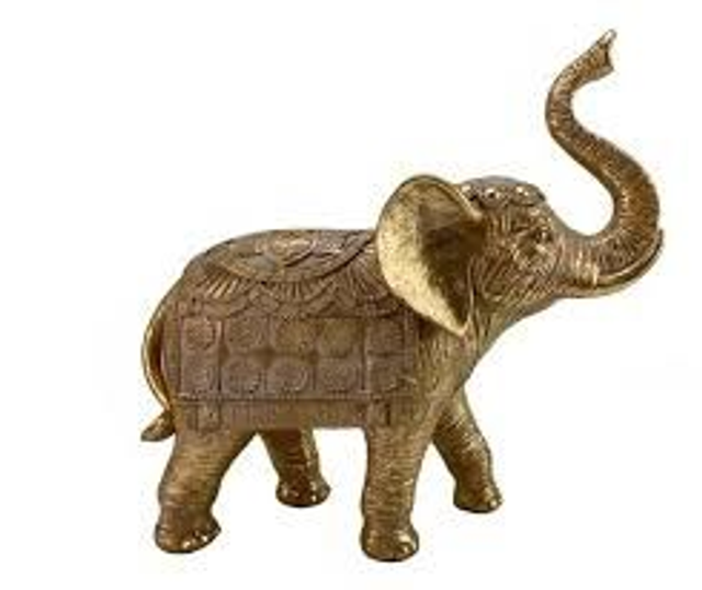 Goldener Elefant Kunstharz,26x10x25,5 cm.