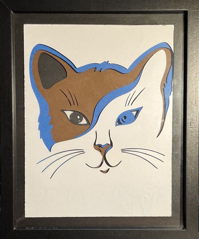 Tête de chat simple (brun) - cadre 3D