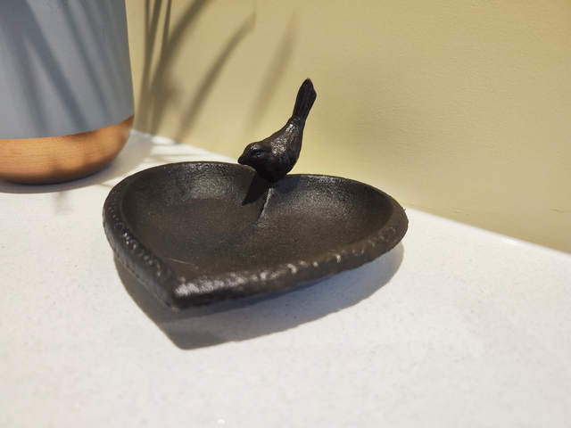 Heart Shaped Cast Iron Birdbath