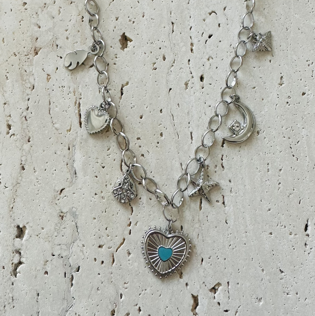 Ketting hartje blauw