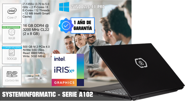PORTÁTIL 17&quot; SERIE A102 - I7- 16GB RAM - 500GB