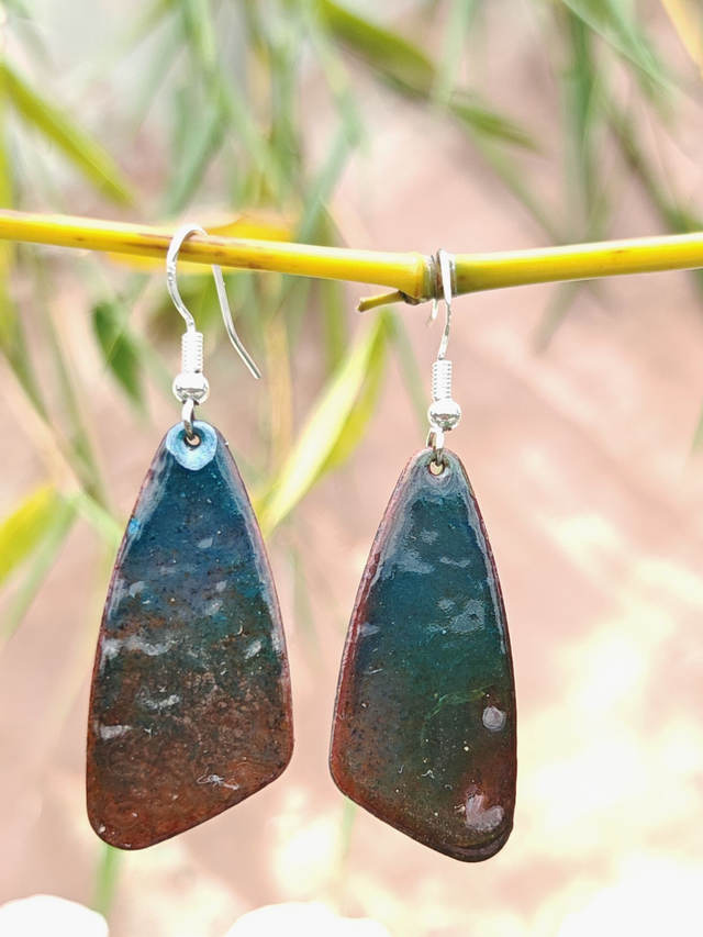  Souffle ailé, Boucles d&#039;oreilles émail