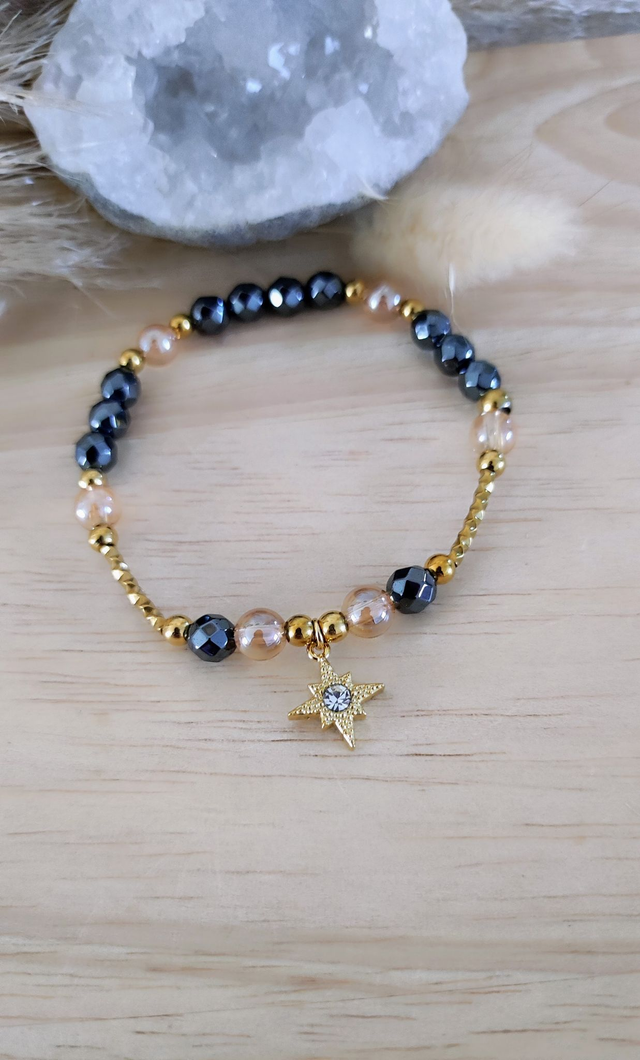 Bracelet "Confiance en soi" Hématite facettée