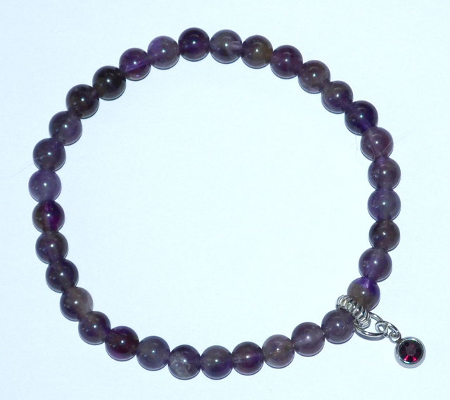 B75- Bracelet améthyste, charm strass
