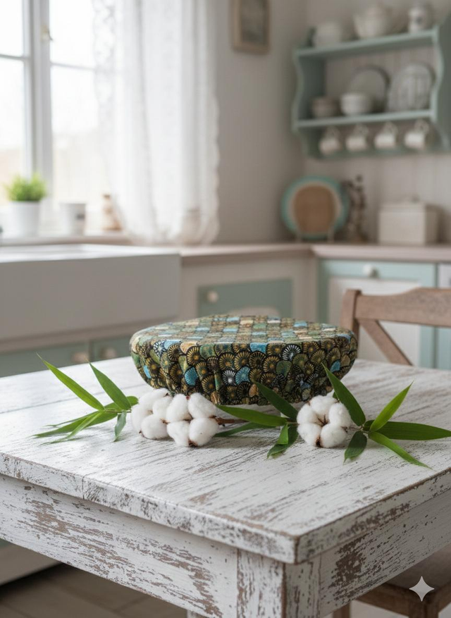 Couvre plat taille L vert éventail 