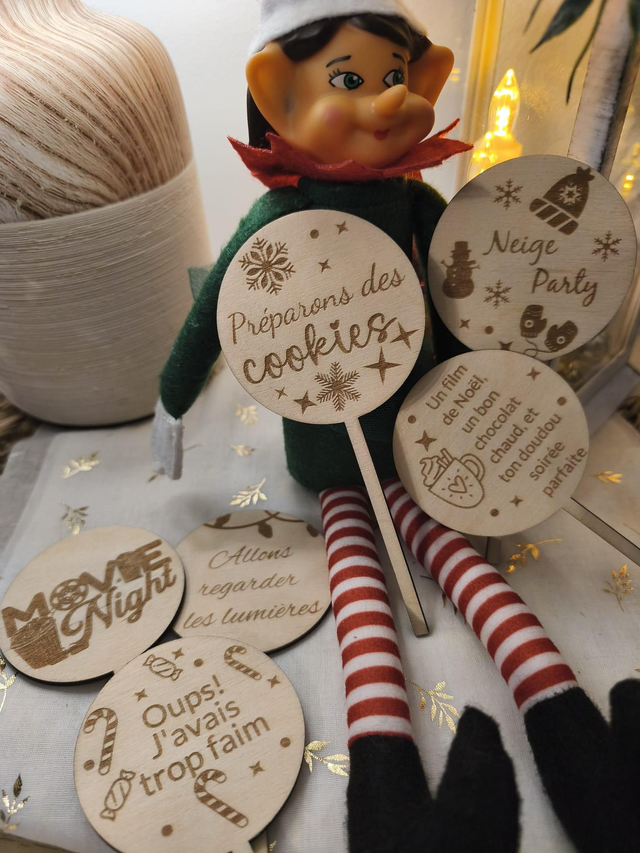Pancartes en bois “Lutin farceur” – Activités et messages de Noël 🎄✨