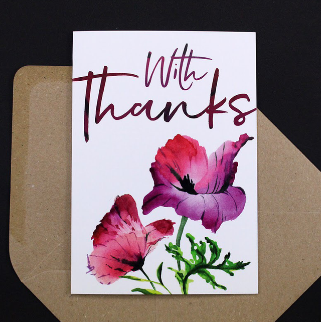Poppy Watercolour Thank You Card | Floral Design