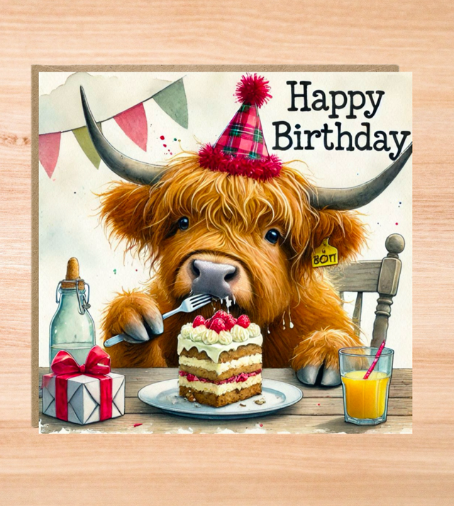 Highland Cow Birthday Card