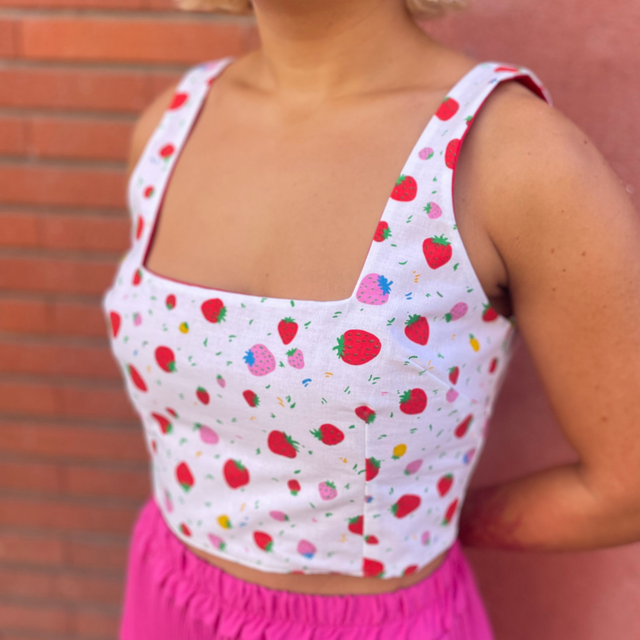 Crop top reversible "Fraises" - XXL