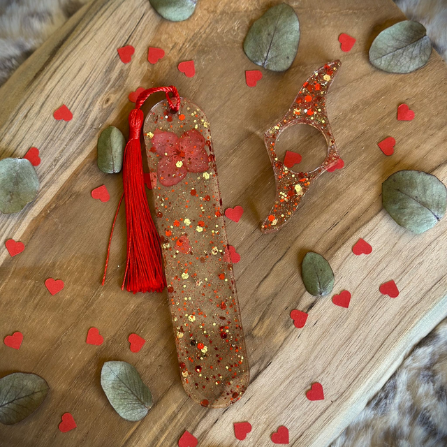 Duo marque-page/bague de Lecture - Passion Rouge 1 - Personnalisable