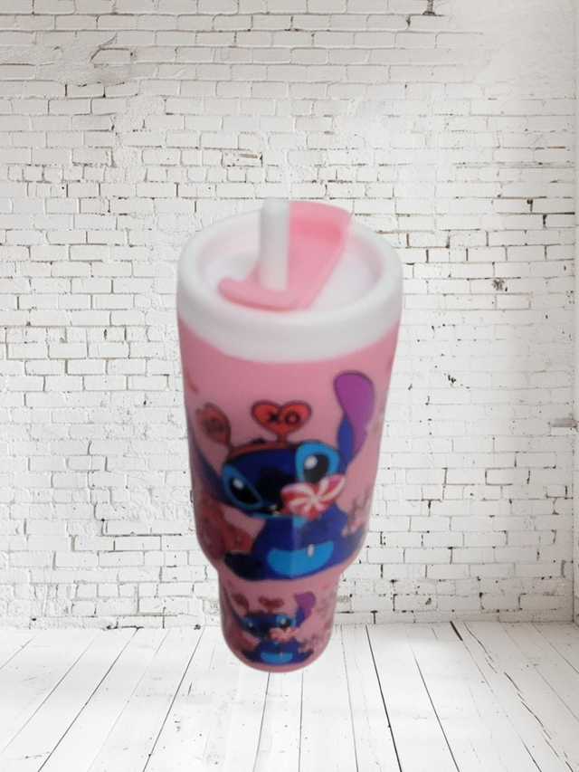 Porte cles gourde stitch rose