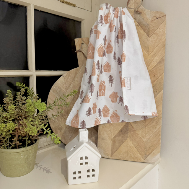 Gingerbread Village Christmas Tea Towels 
