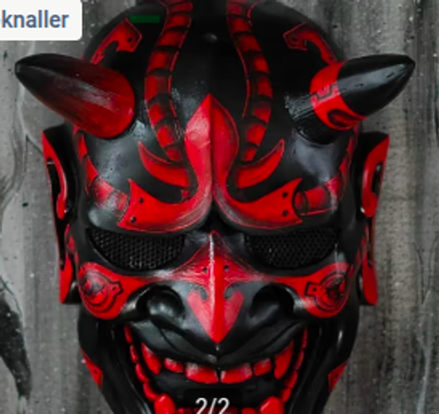 Luxe latex masker Samoerai kleur rood