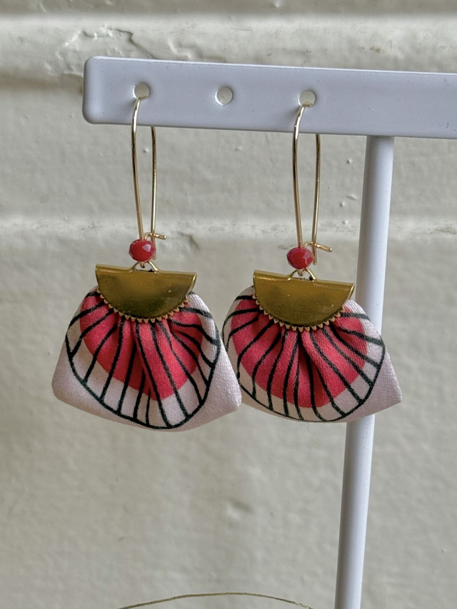 Boucles d'oreilles - DORMEUSES PLUMES - rose et rouge