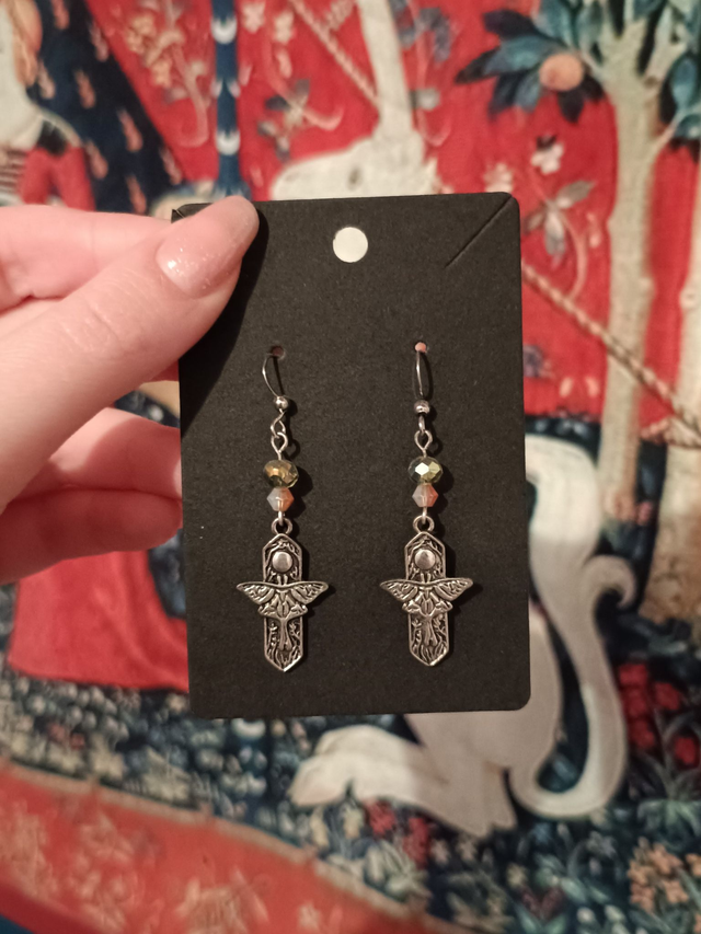 Boucles d'oreilles lune et papillon de nuit
