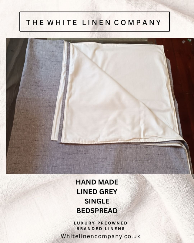HAND MADE - Lined - Grey - SINGLE - BEDSREAD