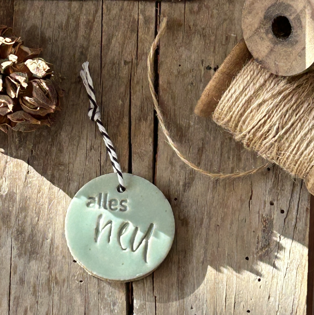 Embelm-Anhänger "alles Neu" - Farbe "blau und "türkis"