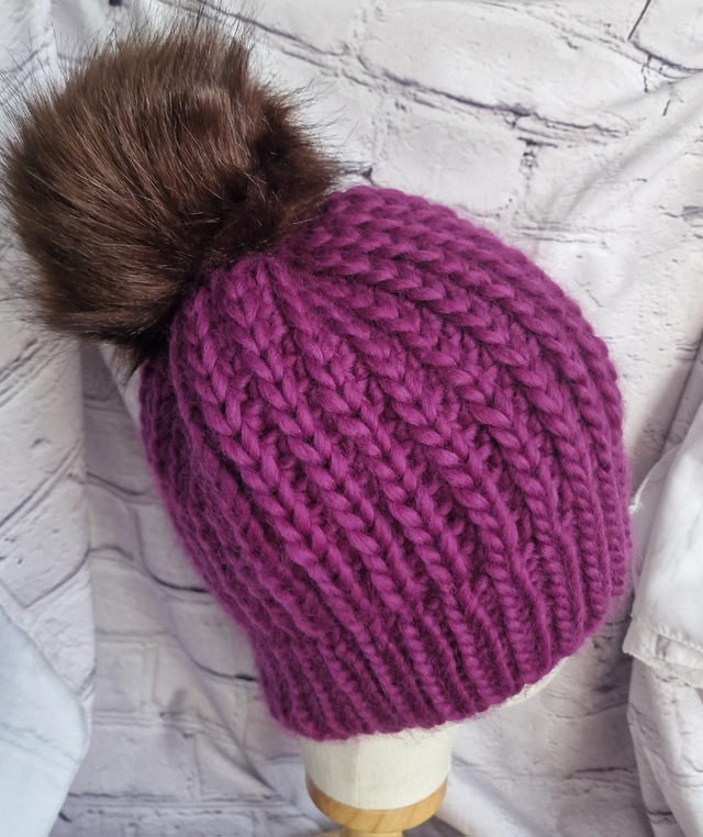 Chunky Ribbed Bobble Hats