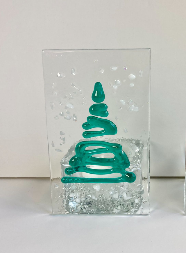 Christmas tea light holder - teal