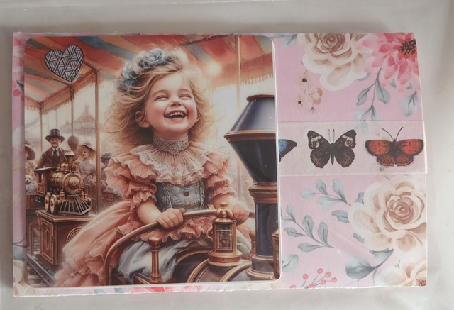 Carte sainte Catherine &quot; La petite fille au manège &quot; 