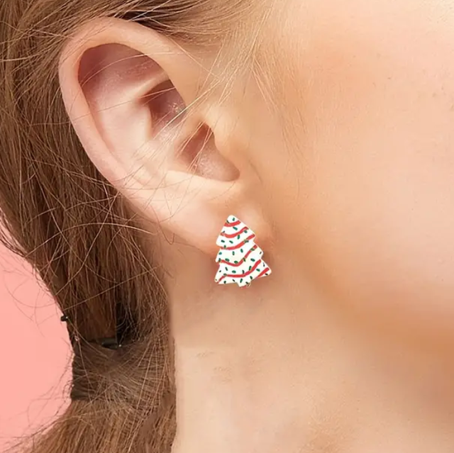 Christmas tree studs - white and red