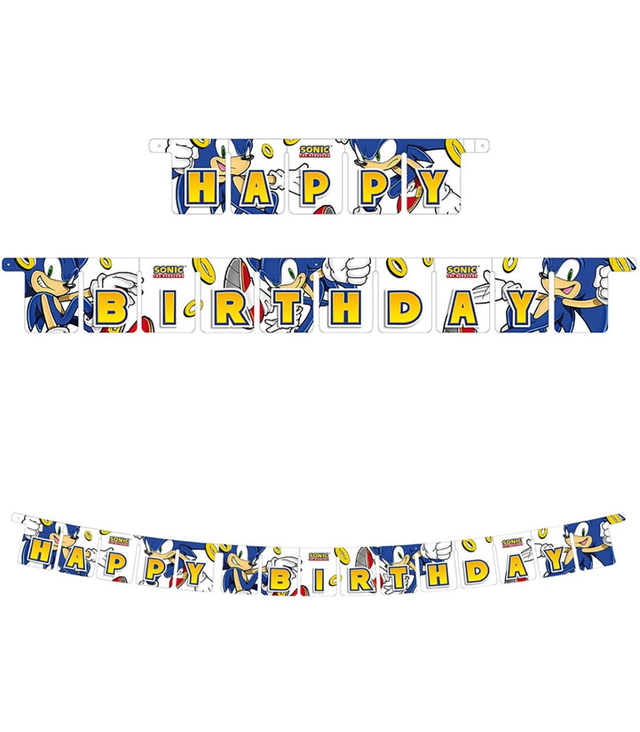 PARTY SONIC , Ghirlanda Happy Birthday 2,1mt - Sonic 