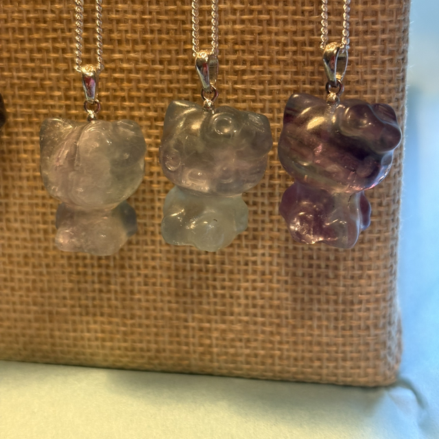 Itty Bitty Kitty Crystal charm necklace on sterling silver chain