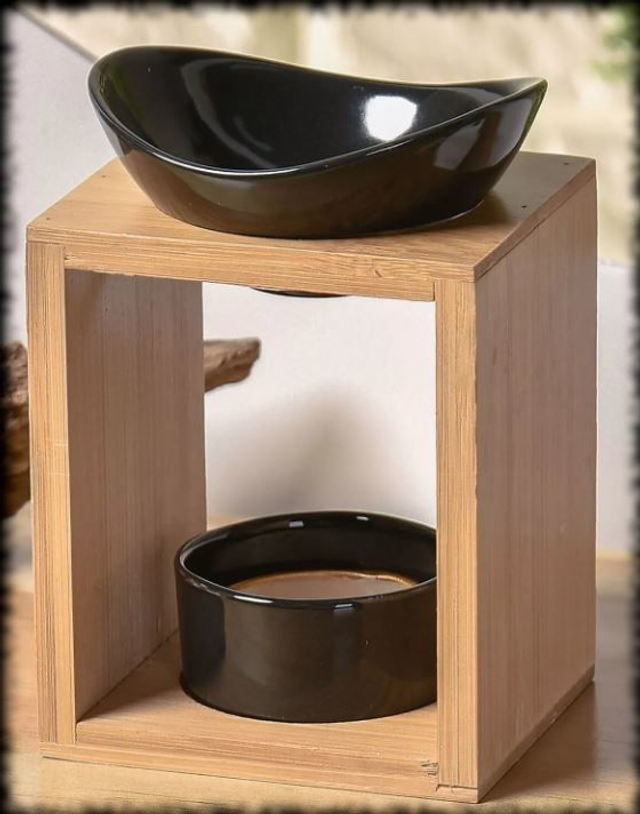 Kalos - Brûleur en bambou et céramique - pour fondants et huiles parfumées  