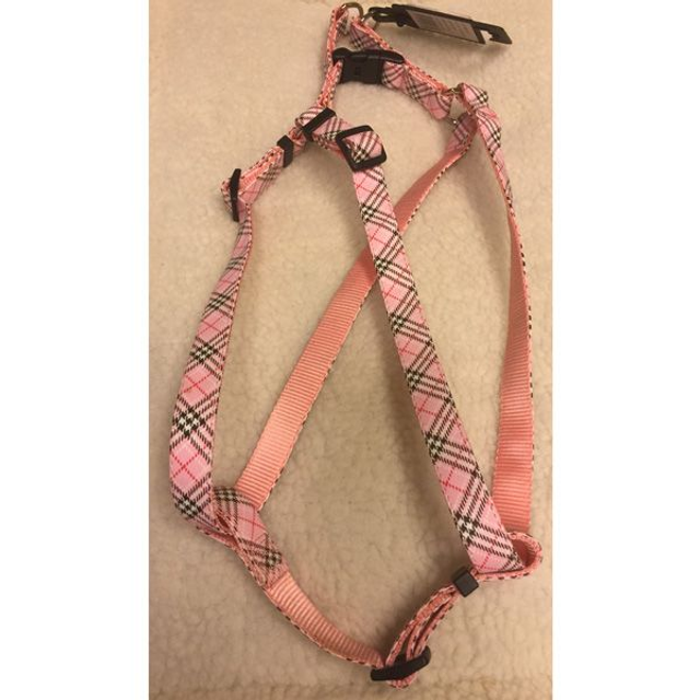 Dog fashion harnas/tuig ruit roze