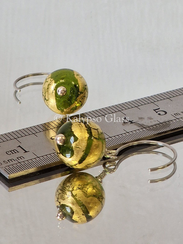 Gold Leaf Earrings, Light Green