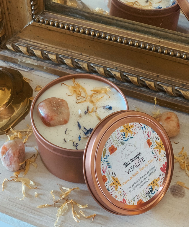 Bougie Vitalité - Pierre de Soleil et Fleur de Tiaré