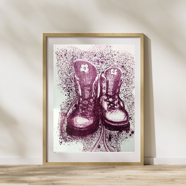 Lithographie originale - Godasses : Chemin de la vie