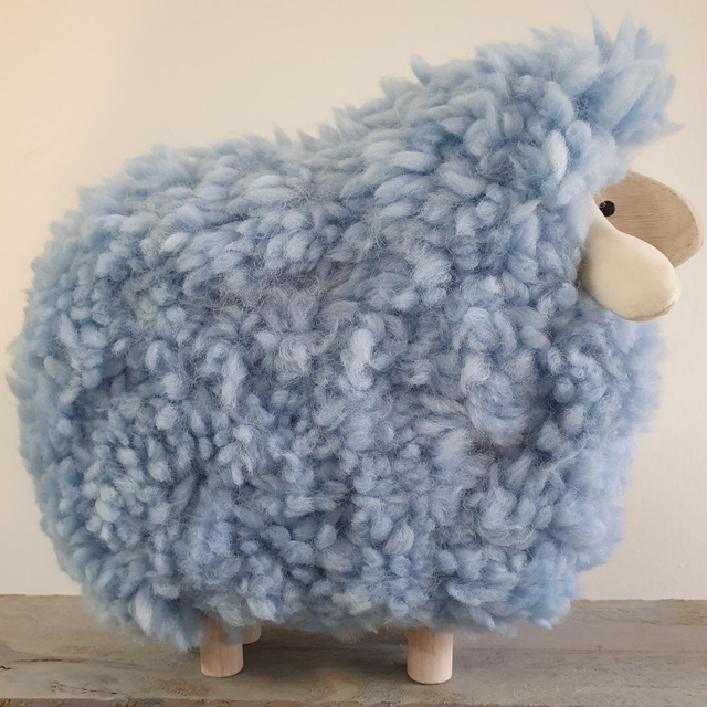 Mouton laine bois bleu ciel