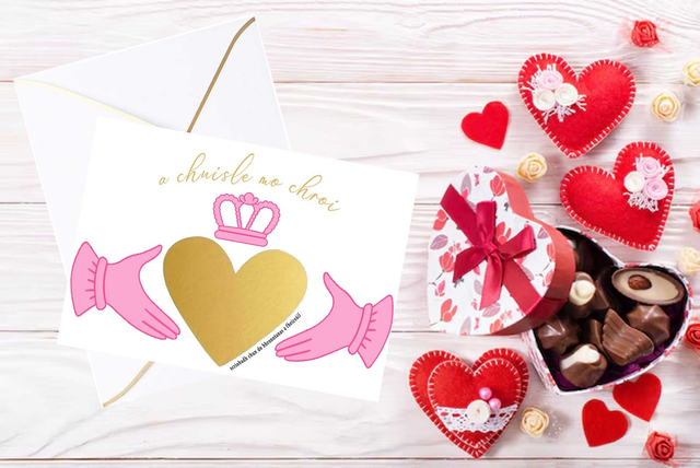 Valentines day As Gaeilge irish themed scratch card, hidden message, surprise reveal gift card 