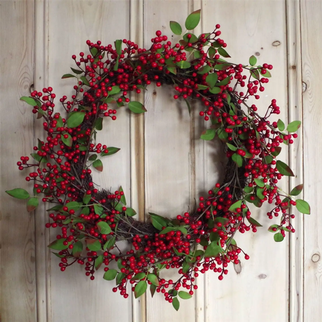 Large Luxury Wreath Christmas Natural Look Red Floristry