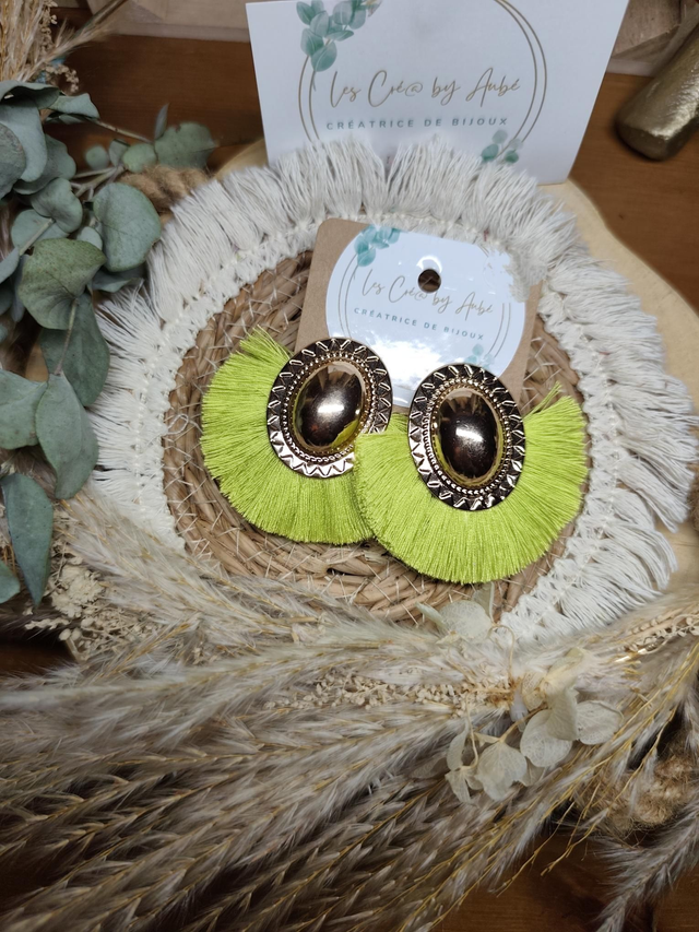 BO MINI BOHEME GOLD/ POMPONS VERT FLUO 0001302