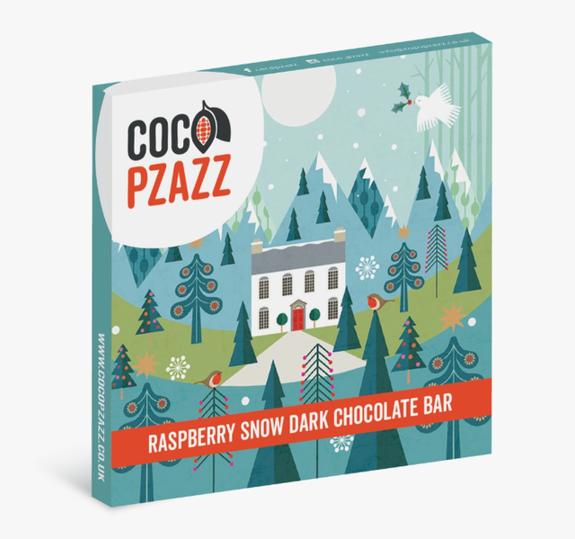Coco Pzazz - Christmas Hilberry Snowy Raspberry Dark Chocolate 80g