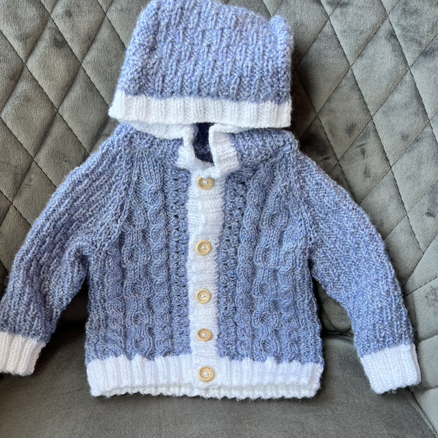 Cable hooded cardigan 6-12months