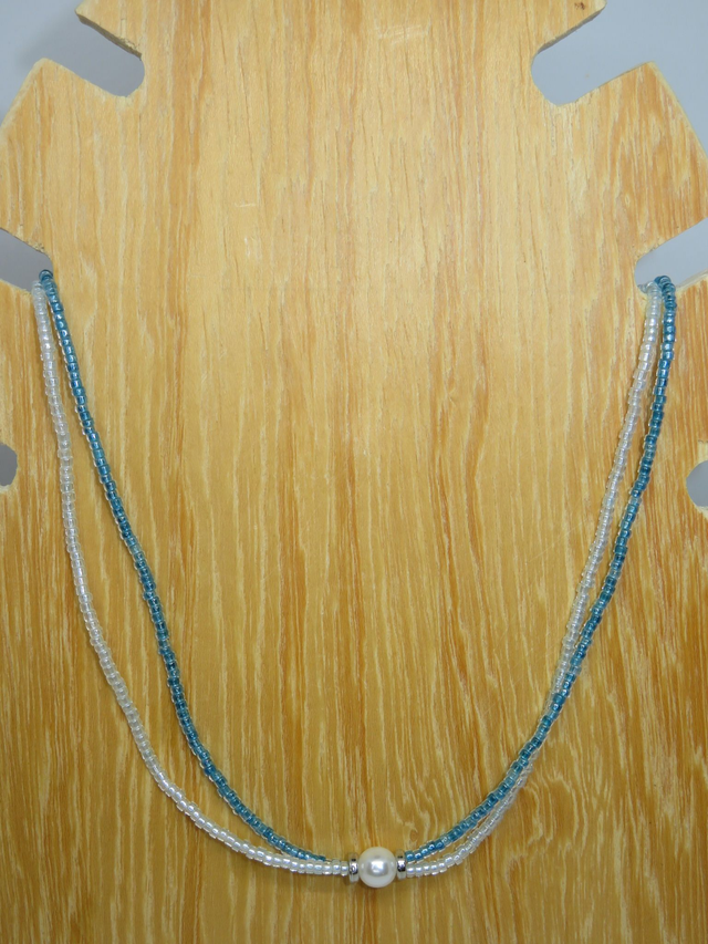 Collier double mix bleu