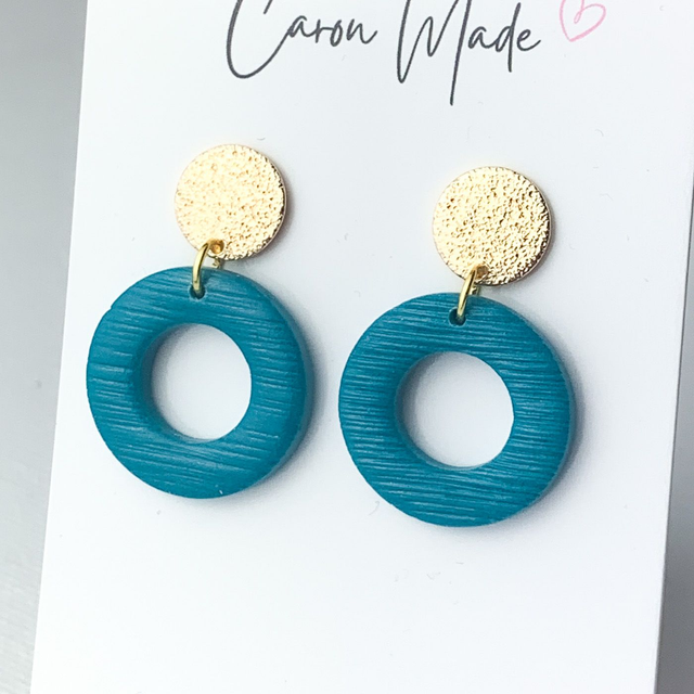 Teal blue small drop earrings