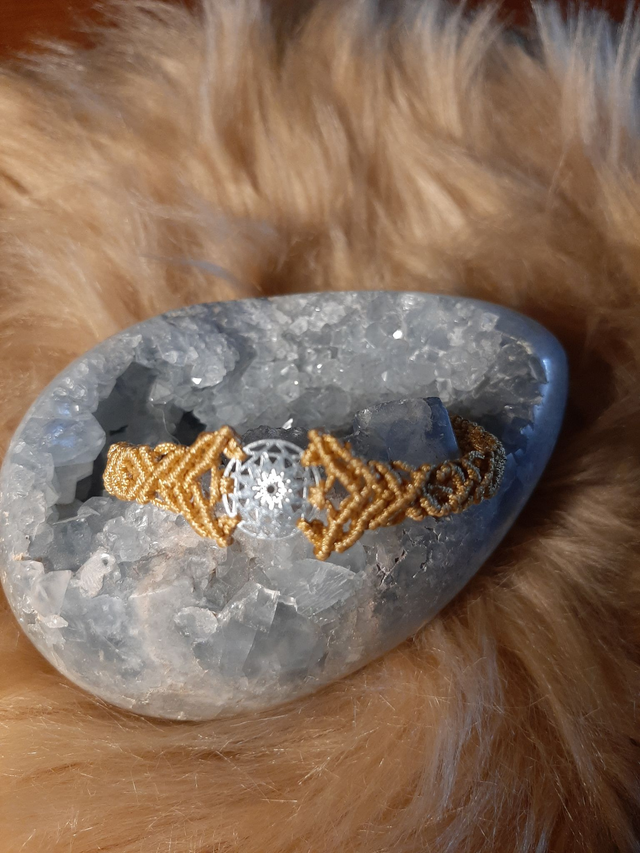 BRACELET MACRAME JAUNE MOUTARDE