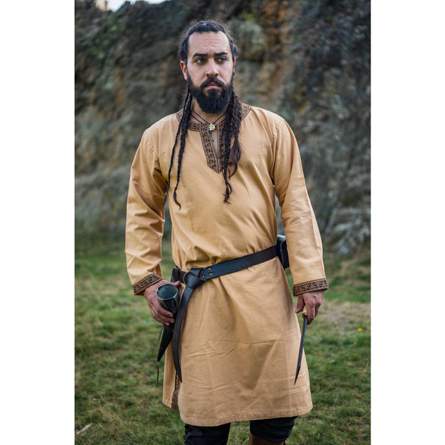 LC Tunika Halvor, mit Bordüre,  Honigbraun