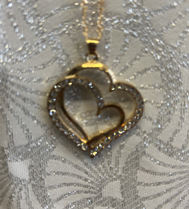 Collier cœur avec strass en acier inoxydable doré